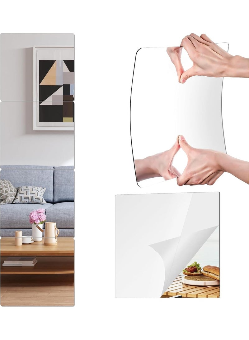 ألواح مرايا أكريليك ذاتية اللصق - مرايا جدارية زخرفية مقاومة للكسر للمنزل والفصول الدراسية وغرف اللعب - 4 قطع - Image 1